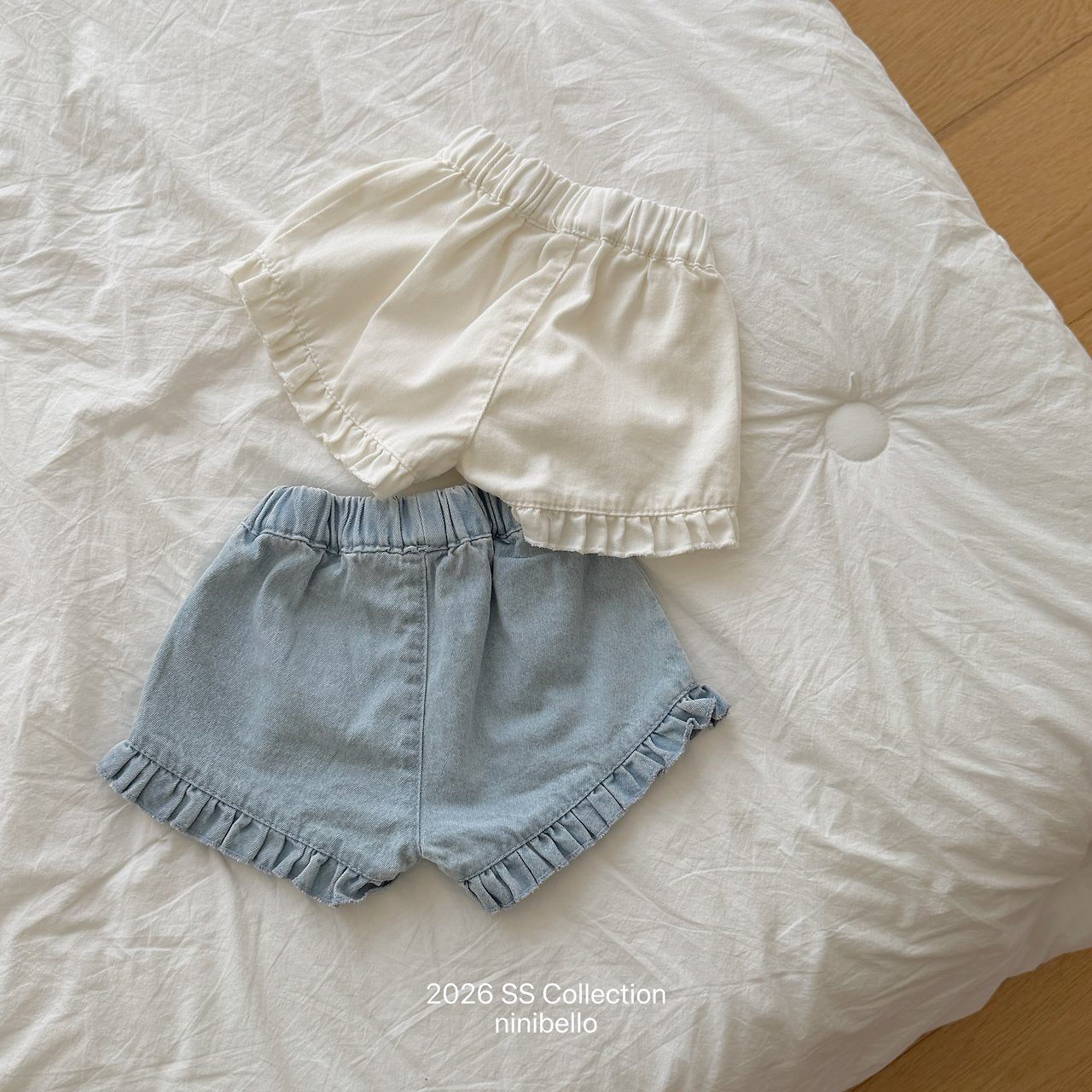 (予約) ninibello  / Heart Frill Denim Pants