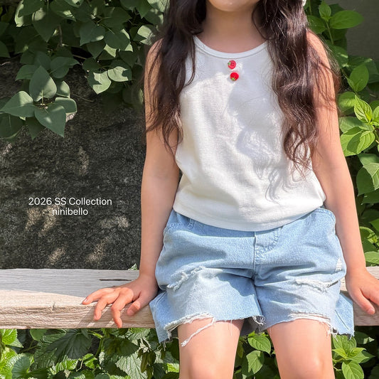 (予約) ninibello  / Tomato Button Sleeveless Top