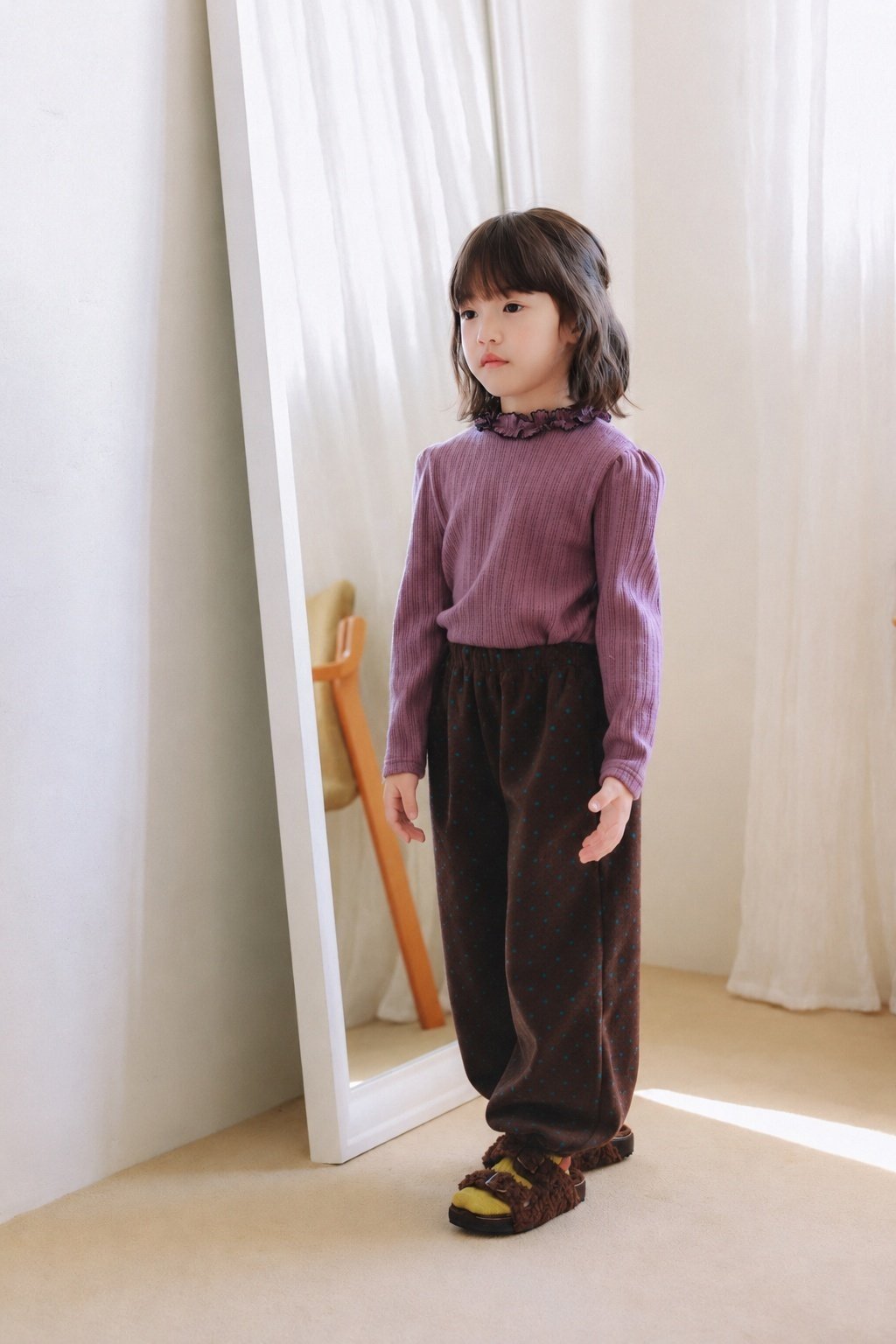 (予約) mon Atelier  / Amelie Contrast-Trim Ruffle Top
