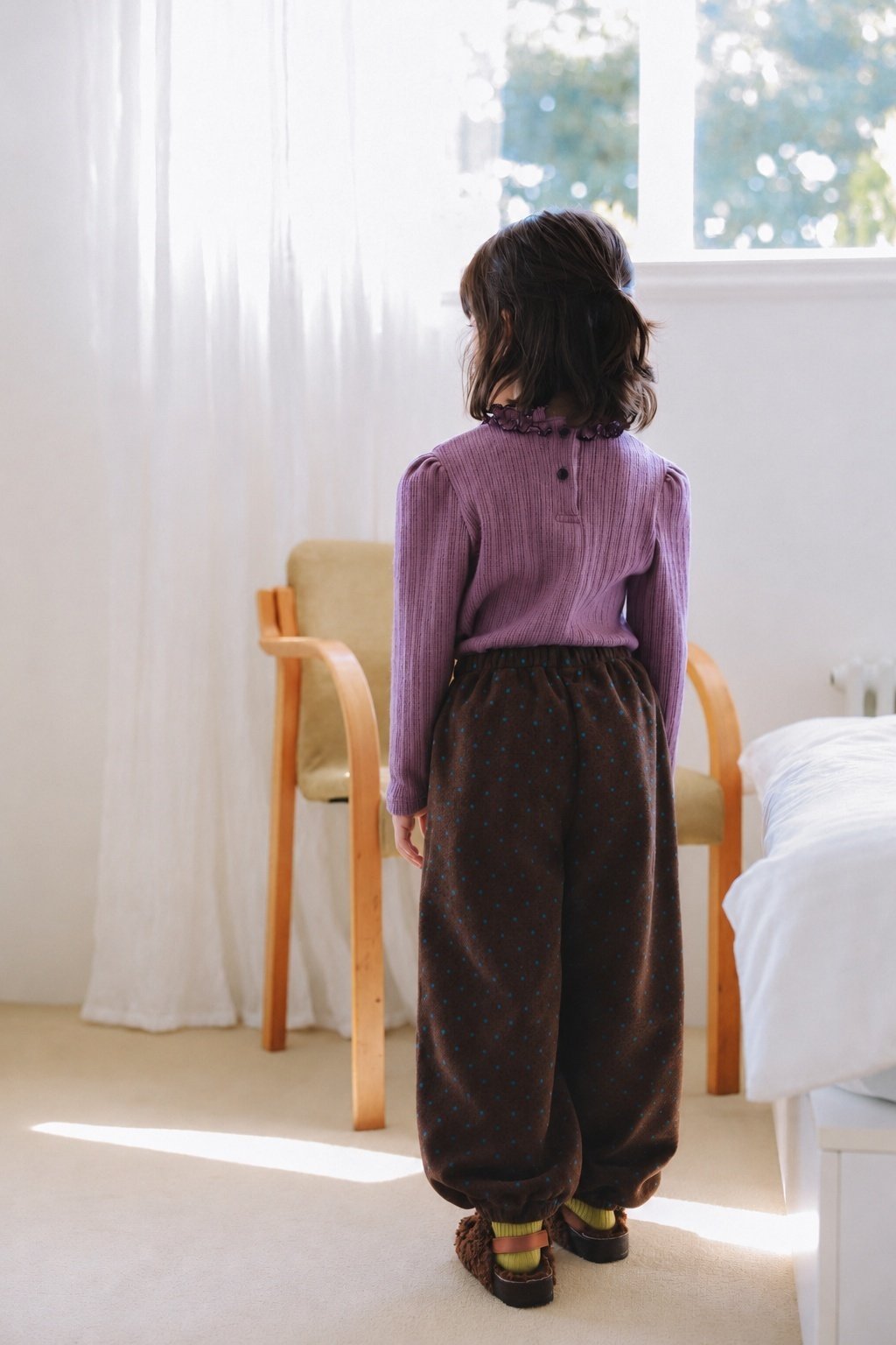 (予約) mon Atelier  / Amelie Contrast-Trim Ruffle Top