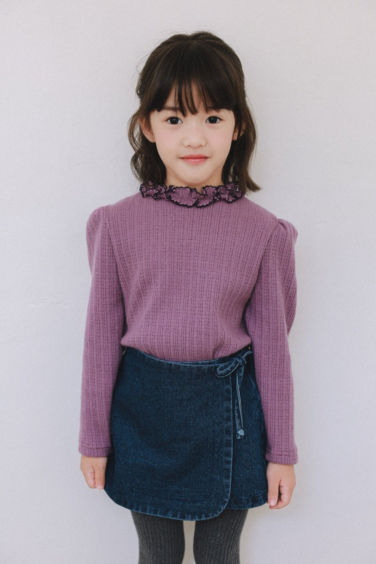 (予約) mon Atelier  / Amelie Contrast-Trim Ruffle Top