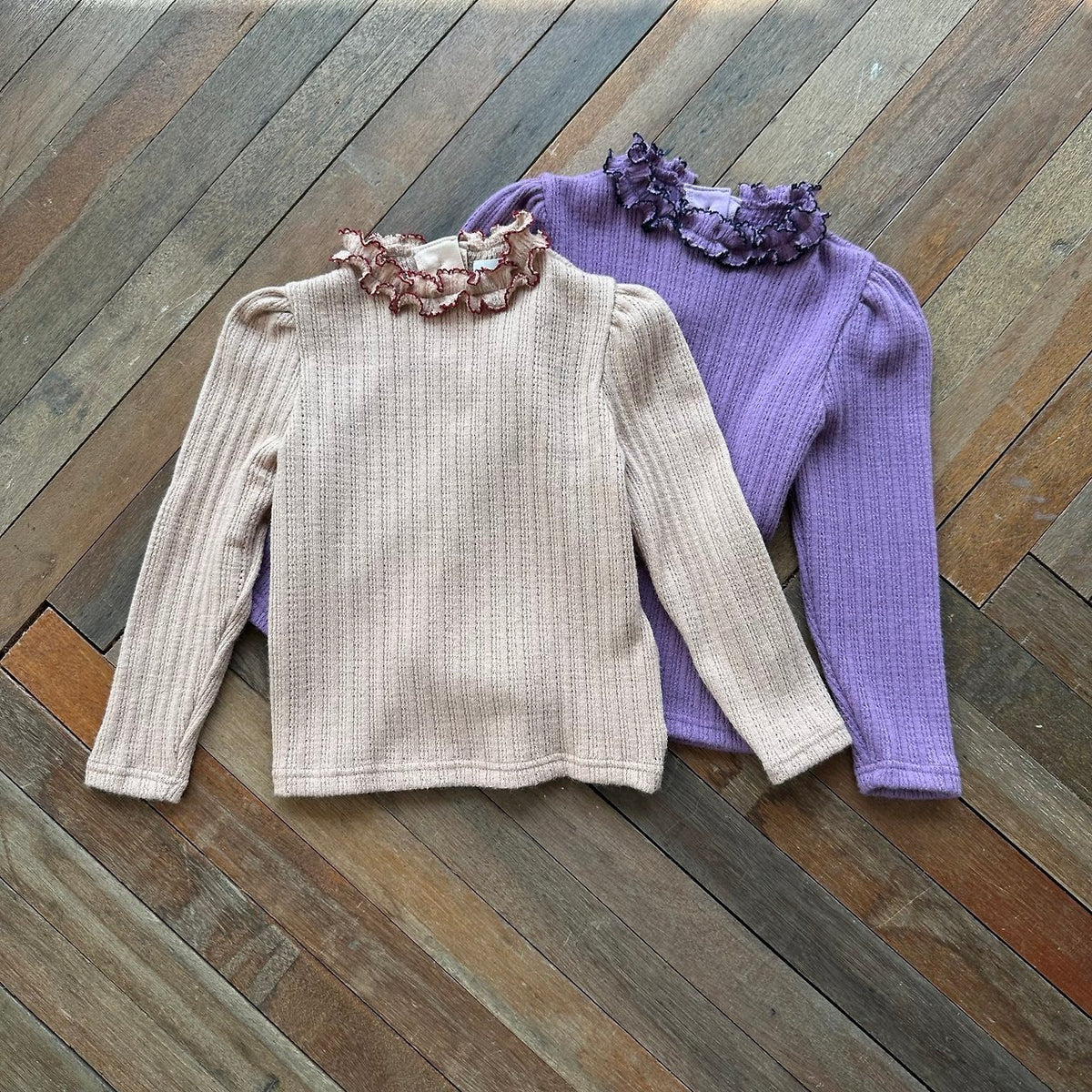 (予約) mon Atelier  / Amelie Contrast-Trim Ruffle Top