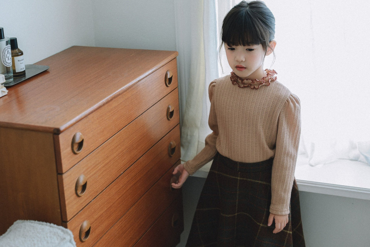 (予約) mon Atelier  / Amelie Contrast-Trim Ruffle Top