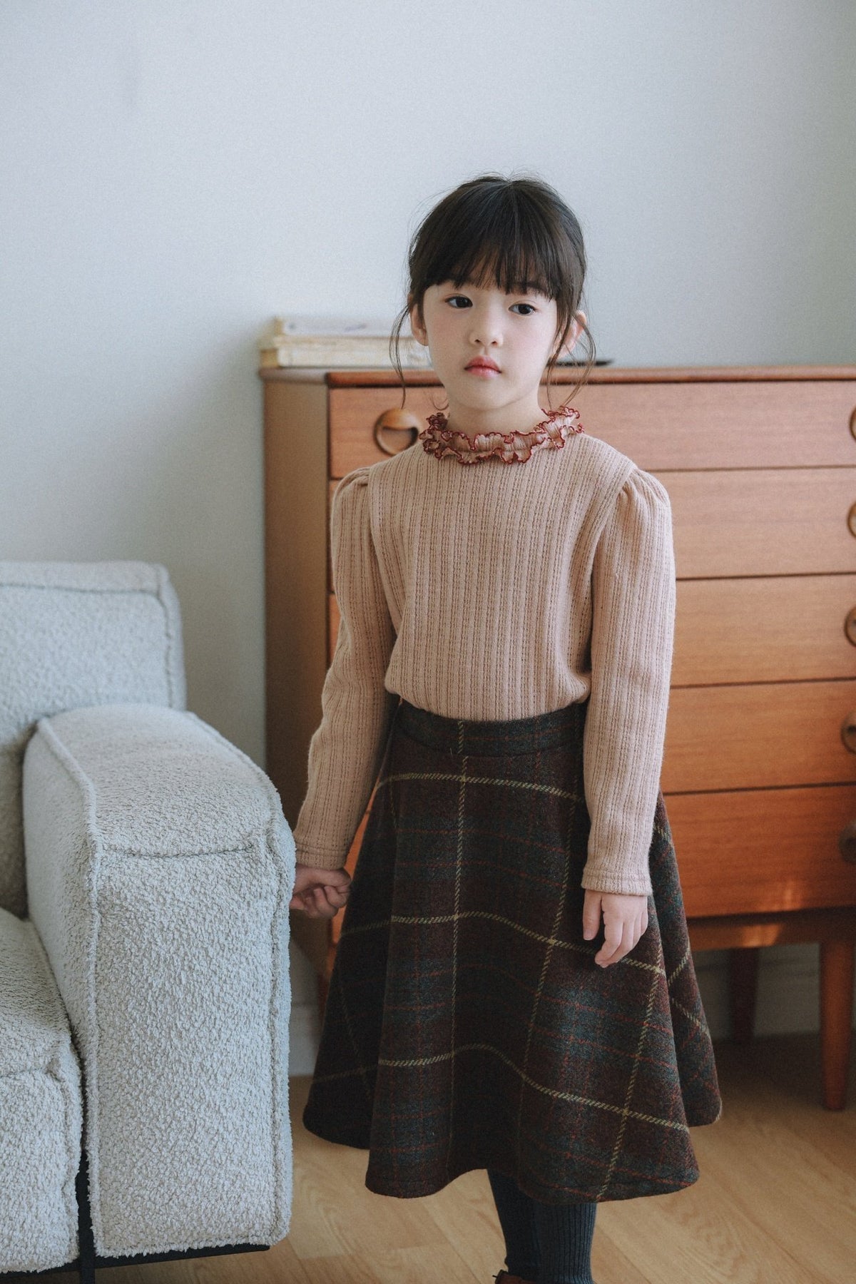 (予約) mon Atelier  / Amelie Contrast-Trim Ruffle Top