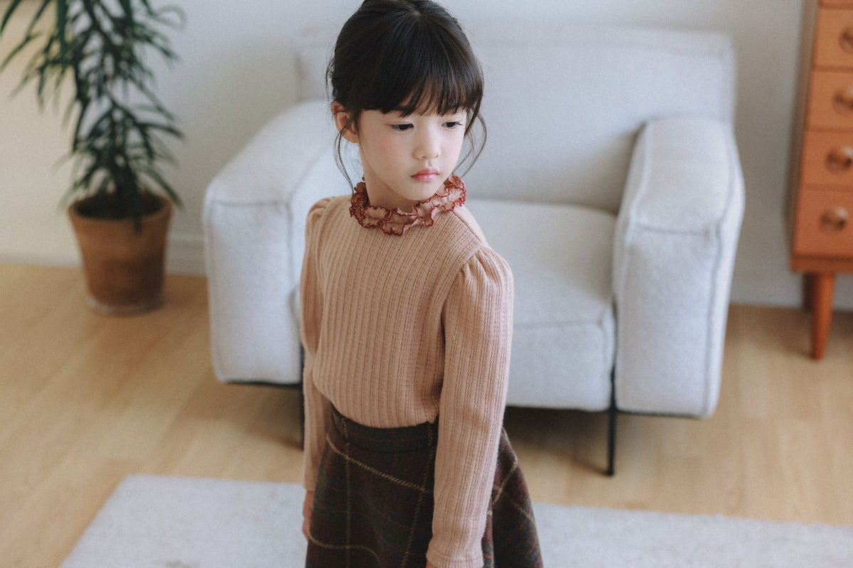 (予約) mon Atelier  / Amelie Contrast-Trim Ruffle Top