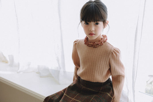 (予約) mon Atelier  / Amelie Contrast-Trim Ruffle Top