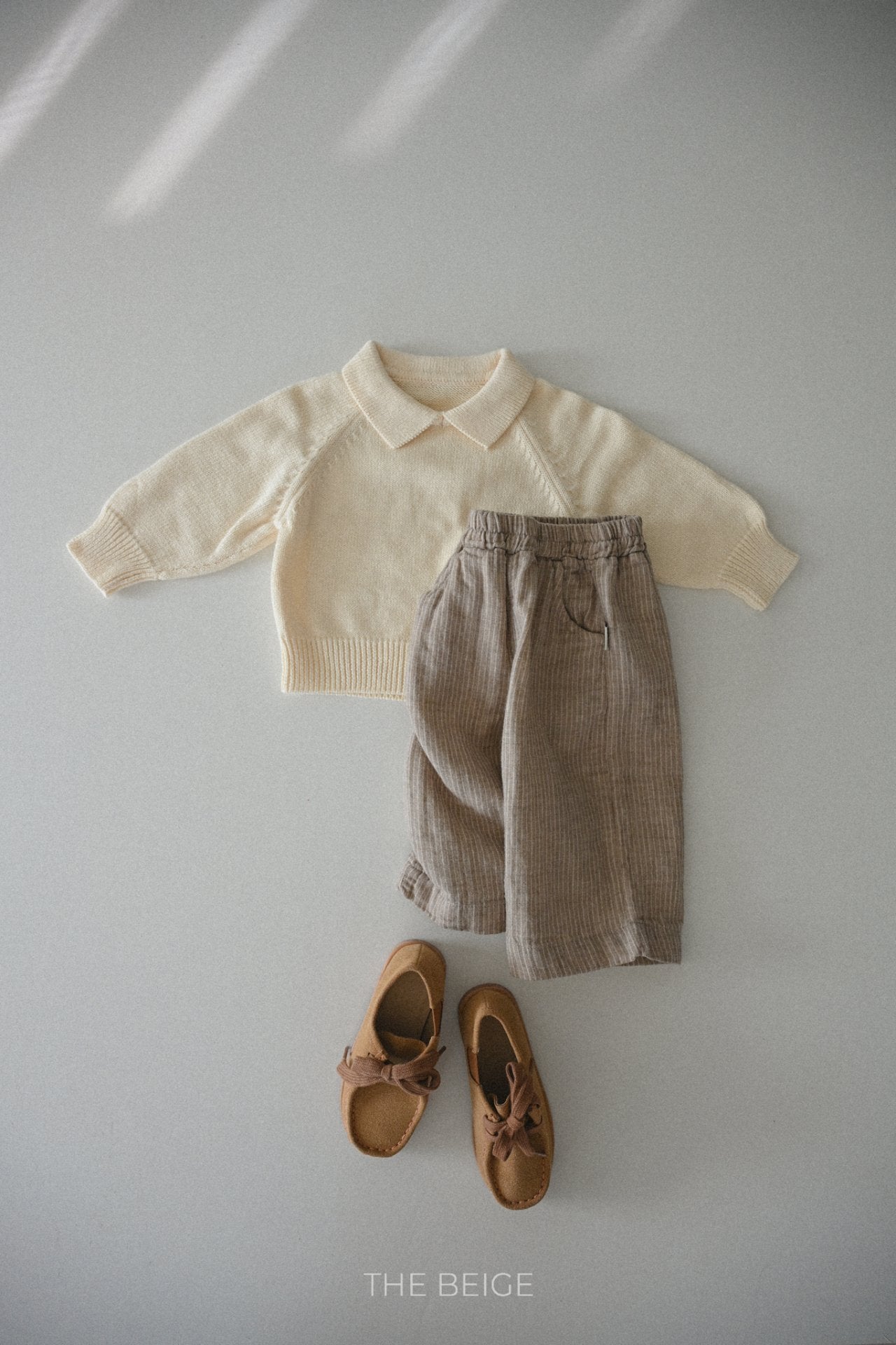 the beige / Stripe wide pants