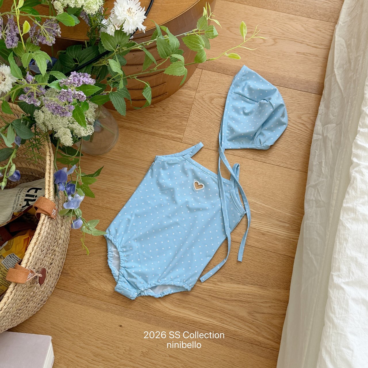 (予約) ninibello  / Candy Dot Swimwear (Bonnet Set)